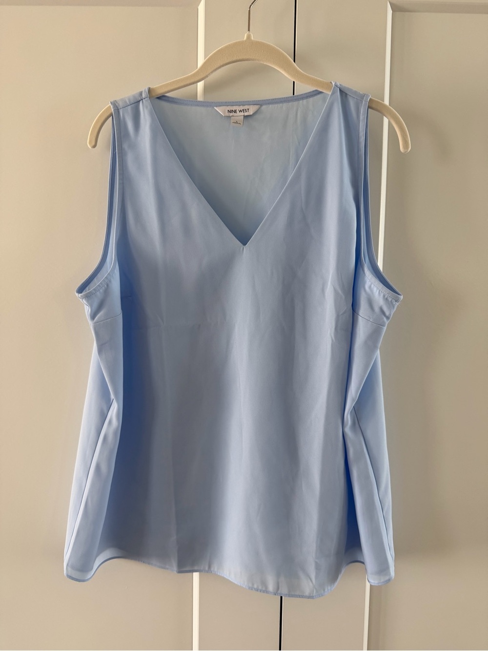 Nine West Pale Blue V-Neck Sleeveless Blouse